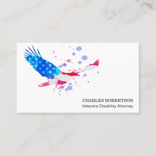 Carte De Visite ** Drapeau American Eagle Rouge Blanc + Bleu États (Devant)