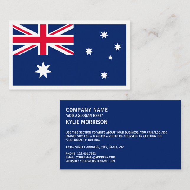 Carte De Visite Drapeau australien, Drapeau australien (Devant / Derrière)
