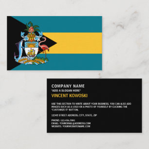 Carte De Visite Drapeau bahaméen et armoiries, Drapeau des Bahamas