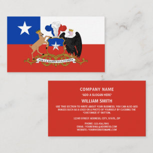 Carte De Visite Drapeau chilien et armoiries, Drapeau du Chili