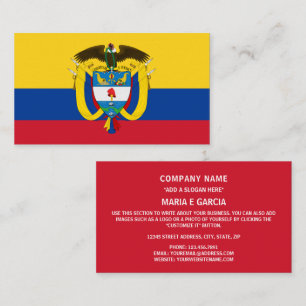 Carte De Visite Drapeau colombien et armoiries de la Colombie