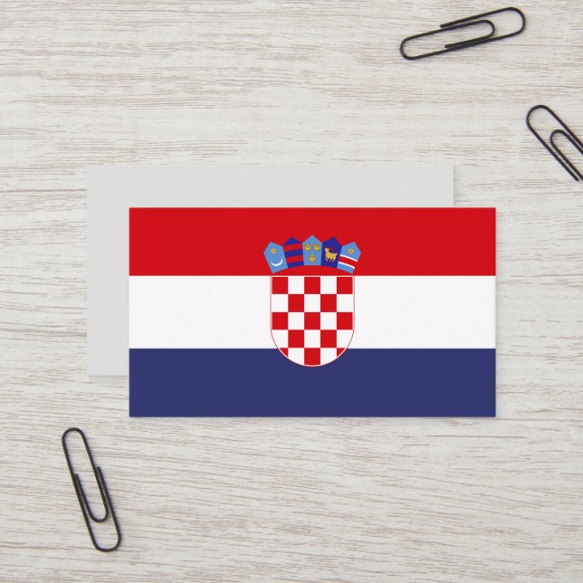 Carte De Visite Drapeau de Croatie (Devant/Arrière en situation)