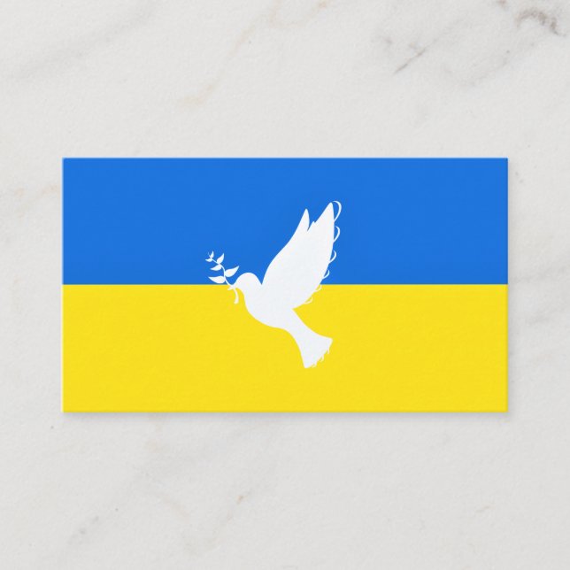 Carte De Visite Drapeau de l'Ukraine - La colombe de la paix - Lib (Devant)