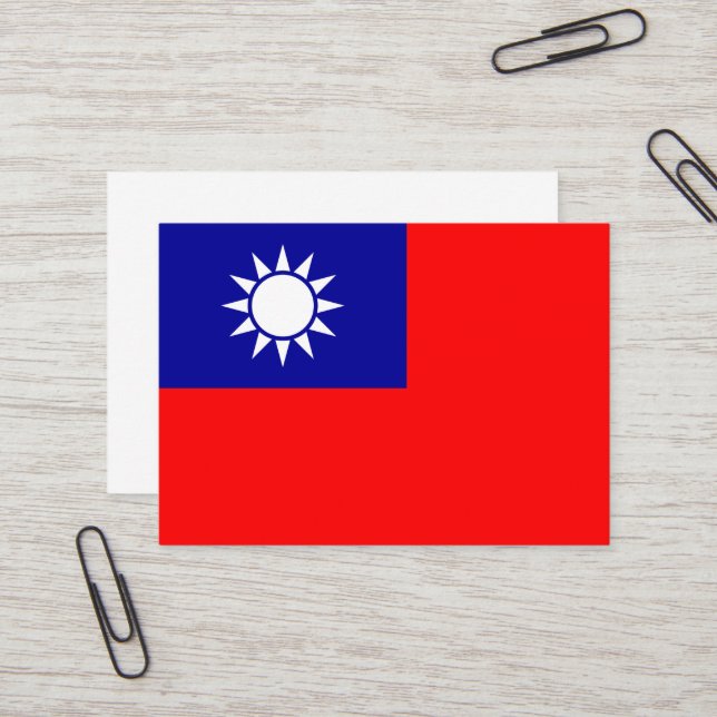 Carte De Visite Drapeau de Taïwan : République de Chine, Taipei ch (Devant/Arrière en situation)