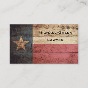 Carte De Visite Drapeau d'état du Texas sur le vieux grain en bois
