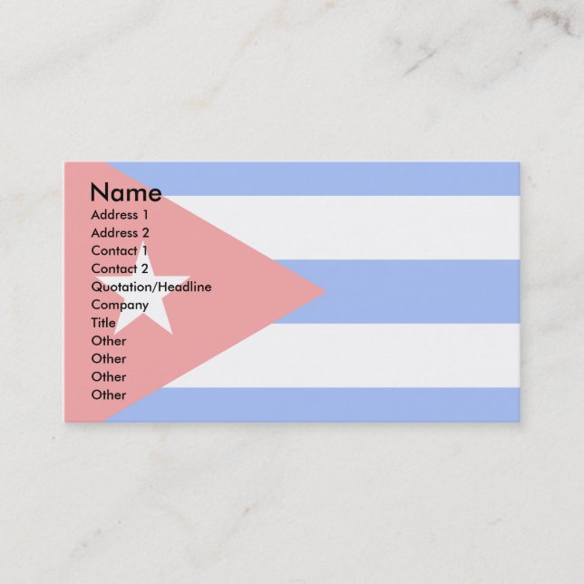 Carte De Visite Drapeau du Cuba (Devant)