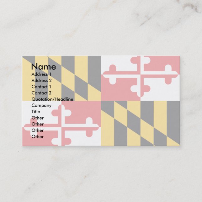 Carte De Visite Drapeau du Maryland (Devant)