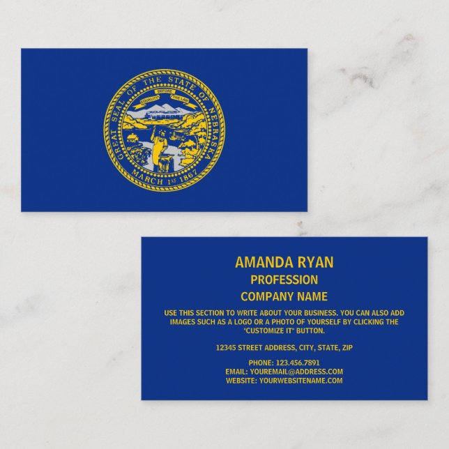 Carte De Visite Drapeau du Nebraskan, drapeau du Nebraska (Devant / Derrière)