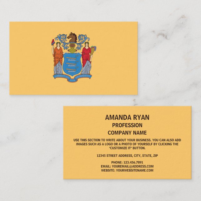 Carte De Visite Drapeau du New Jersey, Drapeau du New Jersey (Devant / Derrière)