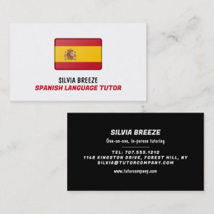 Carte De Visite Drapeau espagnol, Tuteur en espagnol, Enseignant