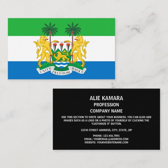 Carte De Visite Drapeau et armoiries de Sierra Leone, Sierra Leone (Devant / Derrière)