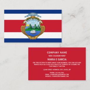 Carte De Visite Drapeau et armoiries du Costa Rica, Drapeau du Cos
