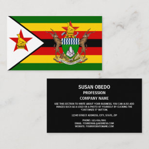 Carte De Visite Drapeau et armoiries du Zimbabwe, Drapeau du Zimba