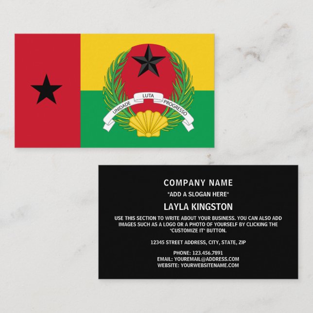 Carte De Visite Drapeau et Emblème Bissau-Guinée, Guinée-Bissau (Devant / Derrière)