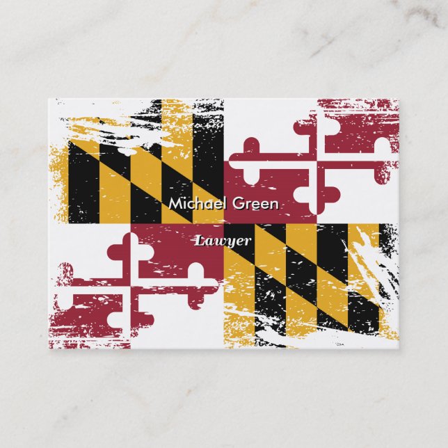 Carte De Visite Drapeau grunge du Maryland (Devant)