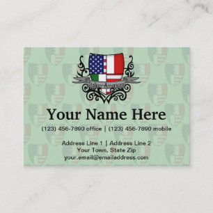 Carte De Visite Drapeau Italien-Américain de bouclier