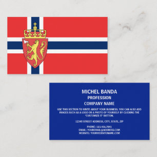 Carte De Visite Drapeau norvégien et armoiries, Drapeau norvégien