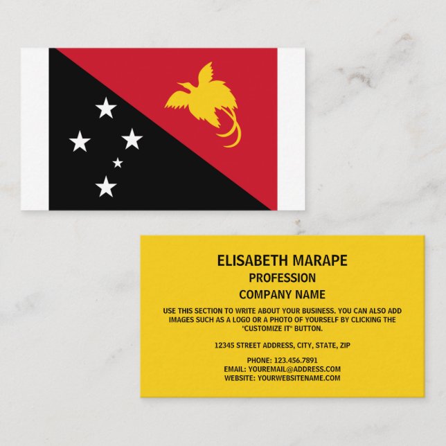 Carte De Visite Drapeau Papouasie-Nouvelle-Guinée, Drapeau Papouas (Devant / Derrière)