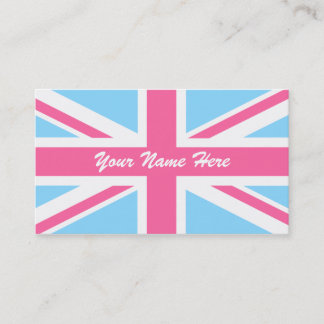 Carte De Visite Drapeau rose blanc et bleu Union Jack UK