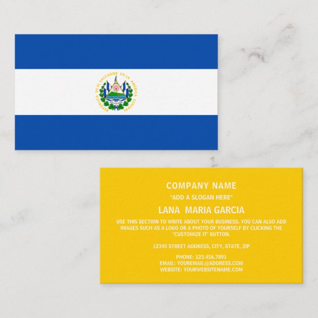 Carte De Visite Drapeau salvadorien, Drapeau du Salvador (Devant / Derrière)