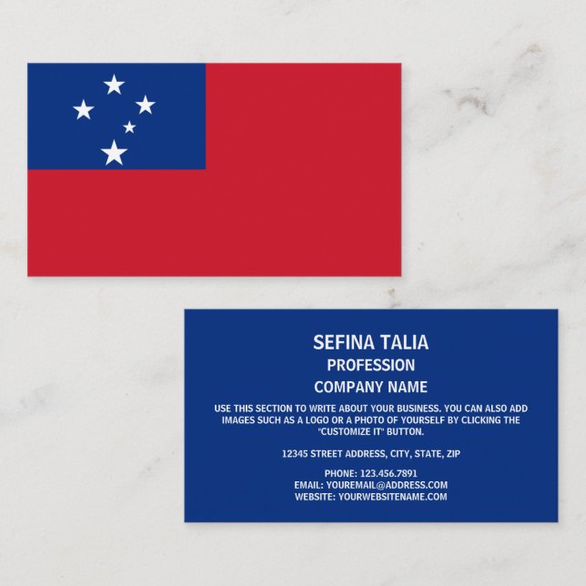 Carte De Visite Drapeau Samoa, Drapeau Samoa (Devant / Derrière)