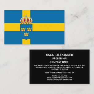 Carte De Visite Drapeau suédois et armoiries, Drapeau suédois