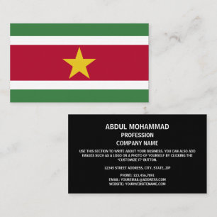 Carte De Visite Drapeau surinamais, Drapeau surinamais