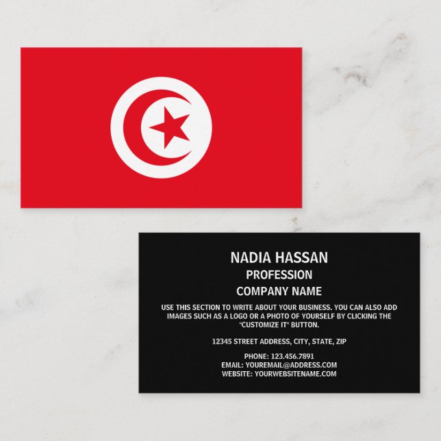 Carte De Visite Drapeau tunisien, Drapeau tunisien (Devant / Derrière)