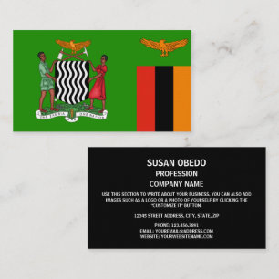 Carte De Visite Drapeau zambien et armoiries, Drapeau de la Zambie