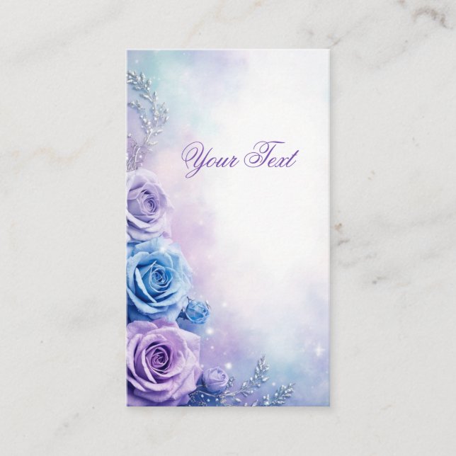 Carte De Visite Dreamy Fantasy Purple and Blue Roses (Devant)