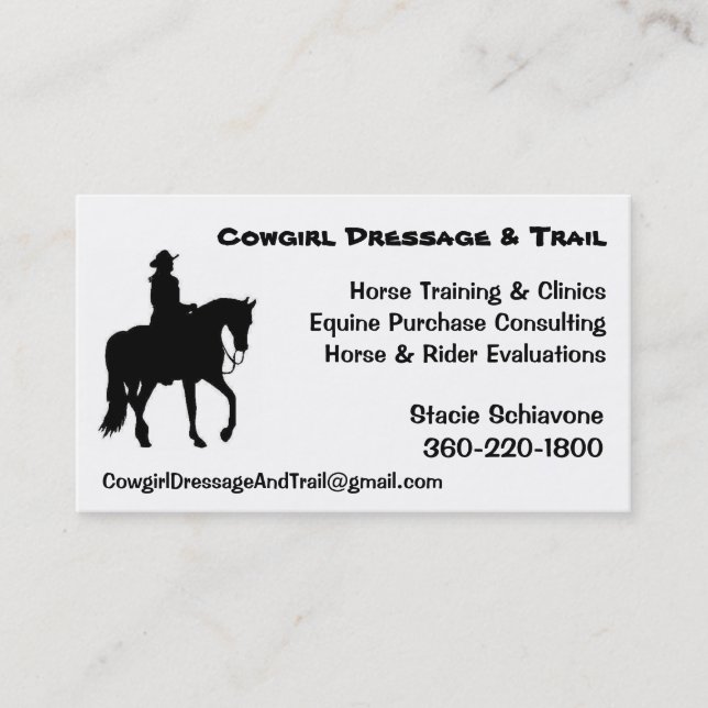 Carte De Visite Dressage de cow-girl (Devant)