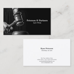 Carte De Visite Droit et justice   BW Juge Gavel on Black