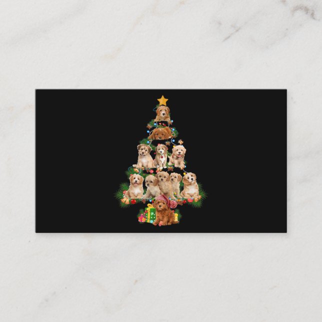 Carte De Visite Drôle Chien Cavapoo Joyeux Arbre de Noël Cavapoo L (Devant)