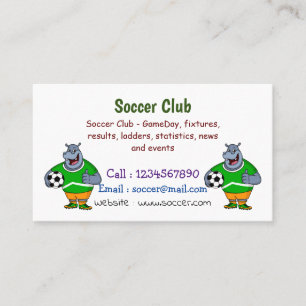Carte De Visite Drôle de joueur de football hippo dessin humoristi