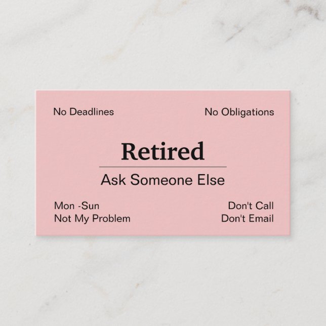 Carte De Visite Drôle de la retraite hors entreprise (Devant)