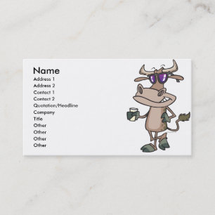 Carte De Visite drôle de vache cool portant des nuances personnage