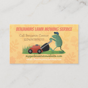 Carte De Visite Drôle grenouille caricature pelouse tondre service
