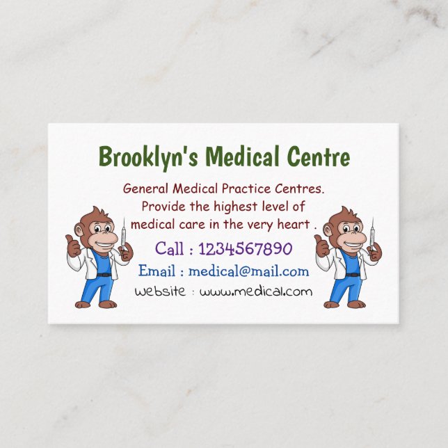 Carte De Visite Drôle orangoutan dessinateur docteur (Devant)