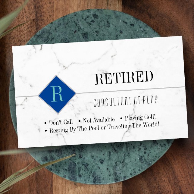 Carte De Visite Drôle Retraité, Marbre blanc, do-it-yourself (Créateur téléchargé)