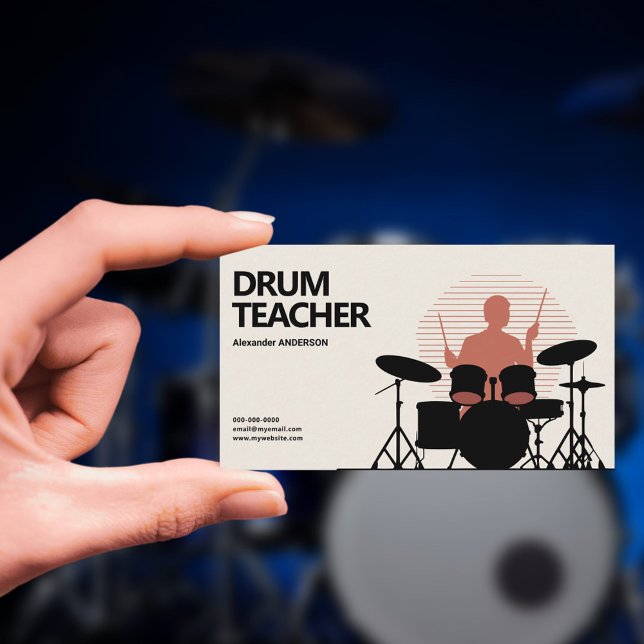 Carte De Visite Drum Teacher (Drum Teacher Business Card)