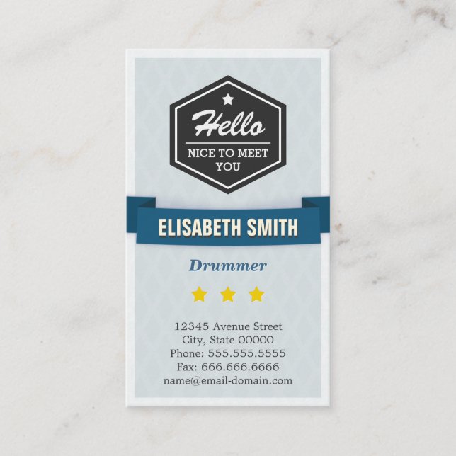 Carte De Visite Drummer - Creative Retro stylish (Devant)