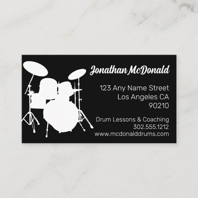 Carte De Visite Drummer Musician Drum Kit Music Teacher Drummer (Devant)