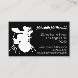 Carte De Visite Drummer Musician Drum Kit Music Teacher Drumming B