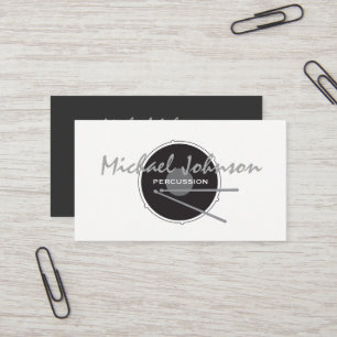 Carte De Visite Drums Drummer Percussion minima Black Music Cool