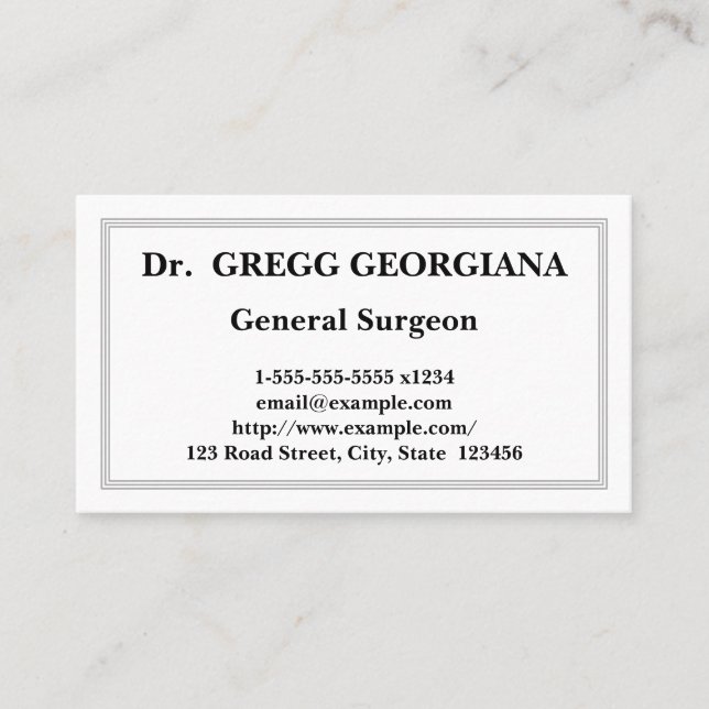 Carte de visite du chirurgien général de Plain (Devant)