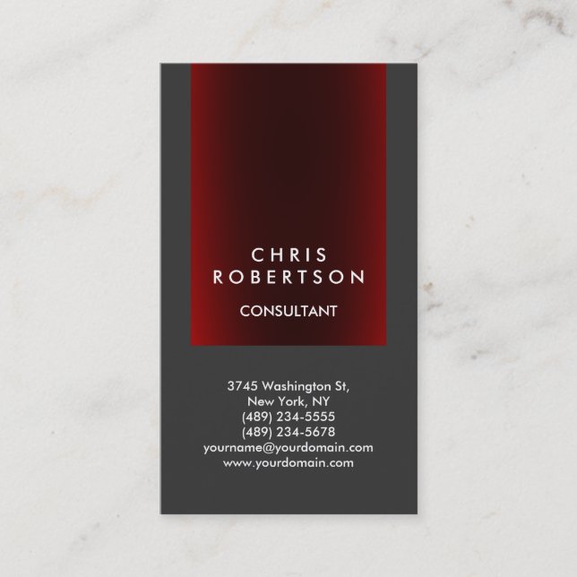 Carte de visite du consultant en mode gris rouge (Devant)