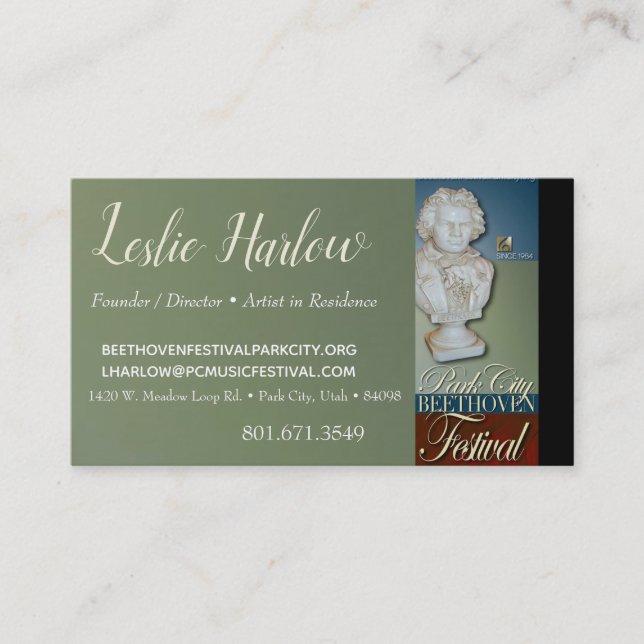 Carte de visite du Festival Leslie Harlow (Devant)