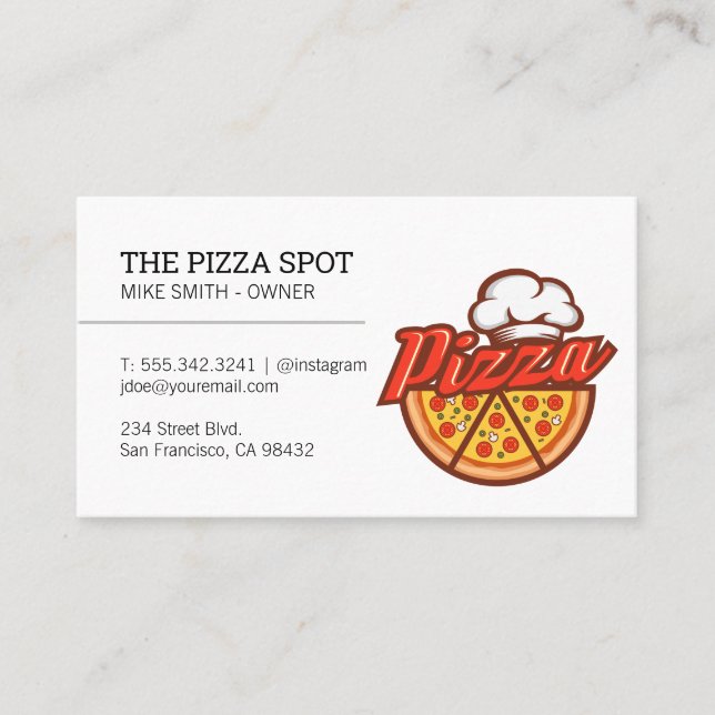 Carte de visite du logo Chef Casquette Pizza (Devant)