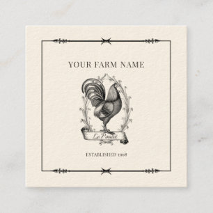 Carte de visite du logo de la ferme de poulet rust
