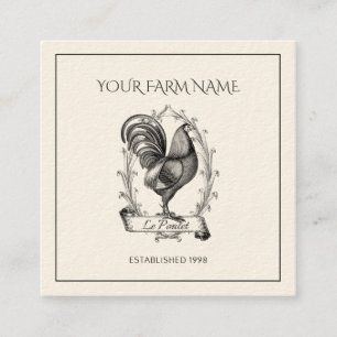Carte de visite du logo de la ferme de poulet rust